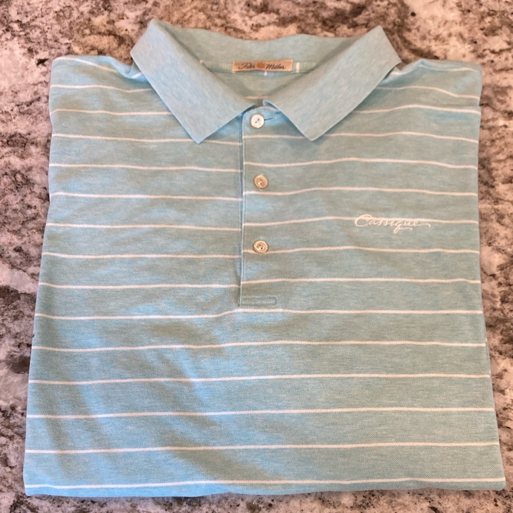 Peter Millar light Mint Green Striped Polo Shirt XL